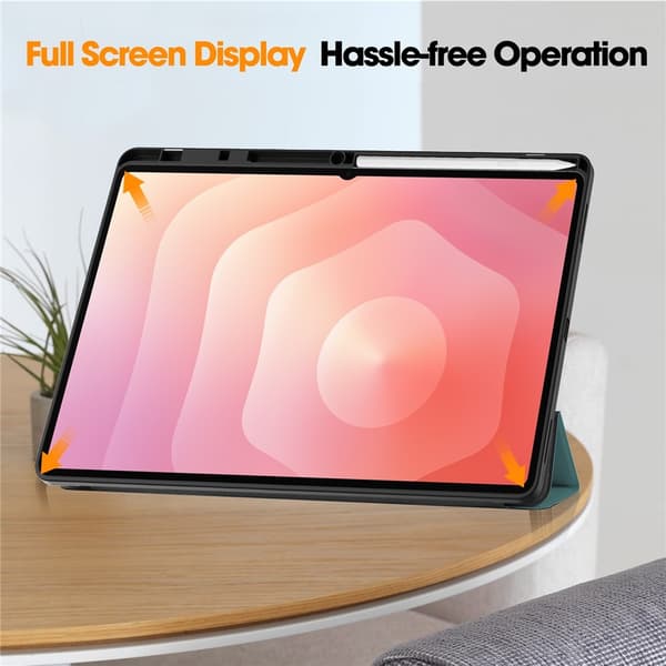 Till Samsung Galaxy Tab S12 Ultra Tri-Fold stativfodral med pennhållare Grön