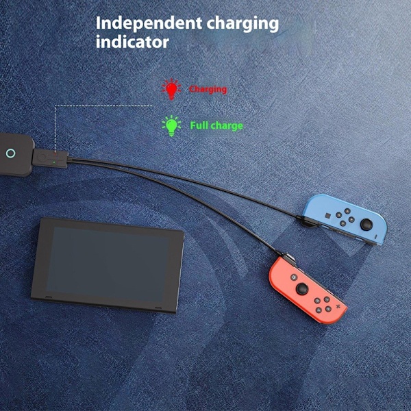Opladerkabel kompatibelt med Nintendo Switch OLED Joy-Con Controller 2 i 1 USB Black