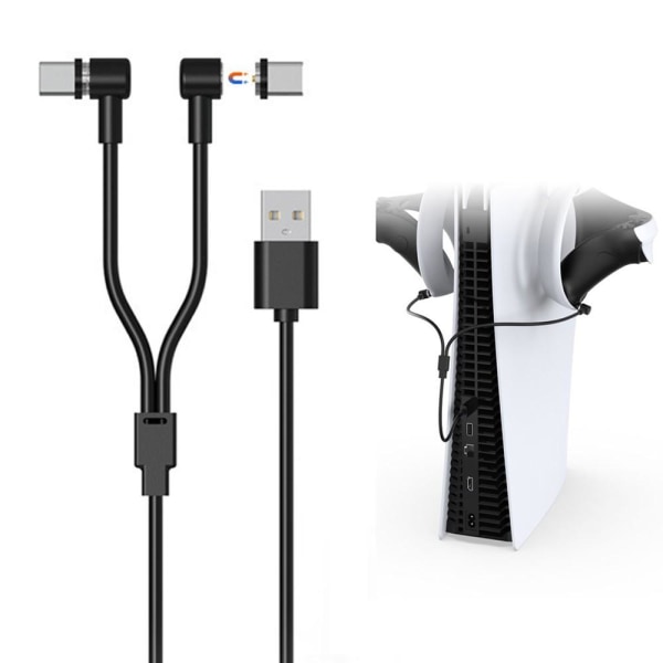För PS VR 2 - kontroller 1 USB till 2 USB - C laddningssladd Svart