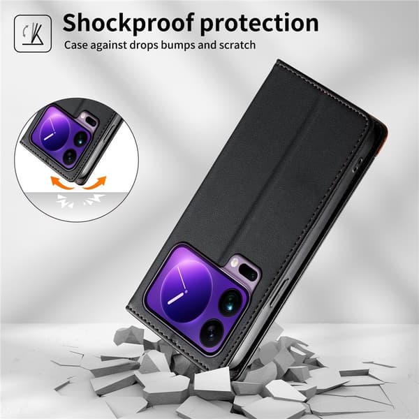 DIERFENG Til Xiaomi 17 Pro Max Pungcover RFID Beskyttelse Stander - Sort Black