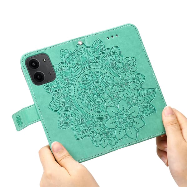 Xiaomi Redmi 15C Jalustakotelo Mandala Lompakkokotelo Green