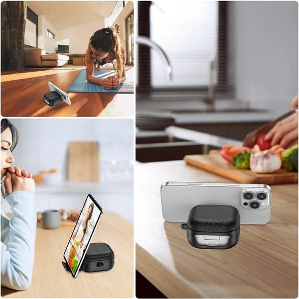 Til Samsung Galaxy Buds4 / Buds4 Pro Beskyttende Etui Dæksel Stand Lås Krog Black