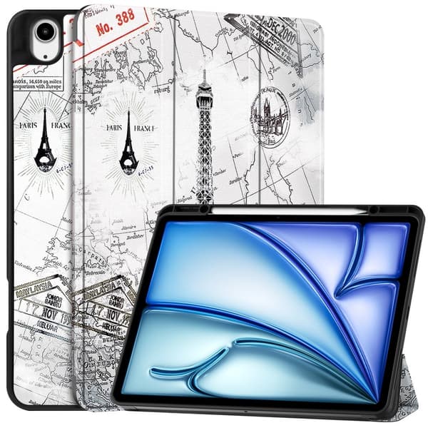 Till iPad Air 13 (2024) Slim fit tri - fold fodral Pennfack - Tower multifärg