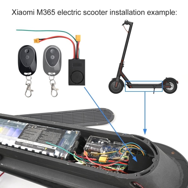 Tyverialarmsystem til Xiaomi 1S / M365 / M365 Pro + fjernbetjening Black