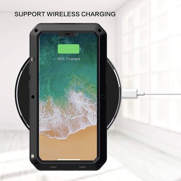 iPhone 13 Heavy Duty Sturdy Hybrid Case with Built - in Tempered Glass Black