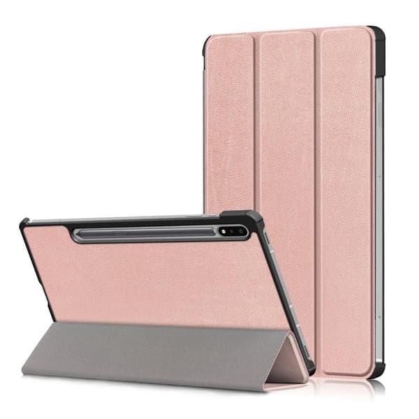 Tri-fold Smart Case med Stativ for Samsung Galaxy Tab S7 FE / Tab S7 Plus / Tab S8+ Pink gold