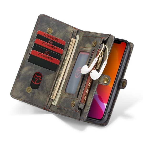 CASEME iPhone 11 Retro Split Lommebok - cover I Lær - Grå Grey