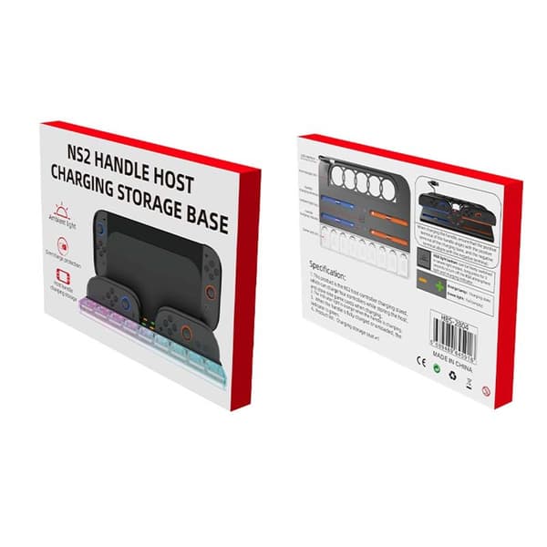 Kompatibel med Nintendo Switch 2 ladestasjon for 4 Joy-Con-kontrollere Black