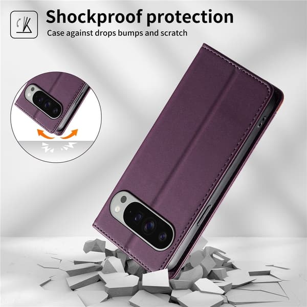 DIERFENG Lommebokdeksel med Hjørnelogo til Google Pixel 11 Pro XL Purple
