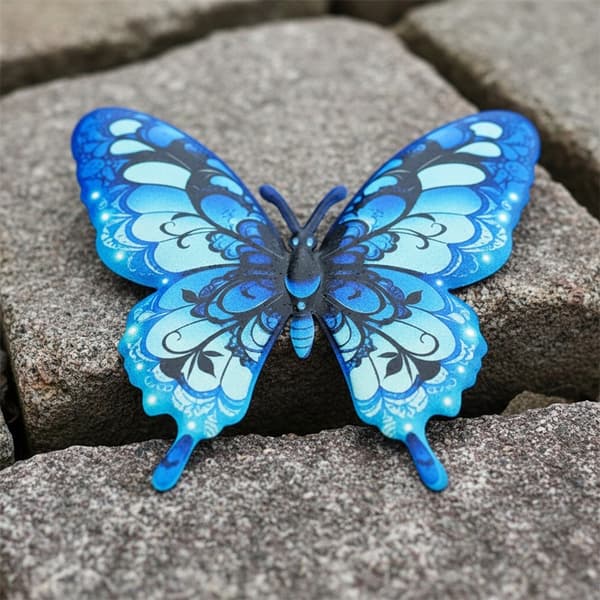 4 stk. sommerfugler veggdekor hageornament hage terrassedekorasjon Blue