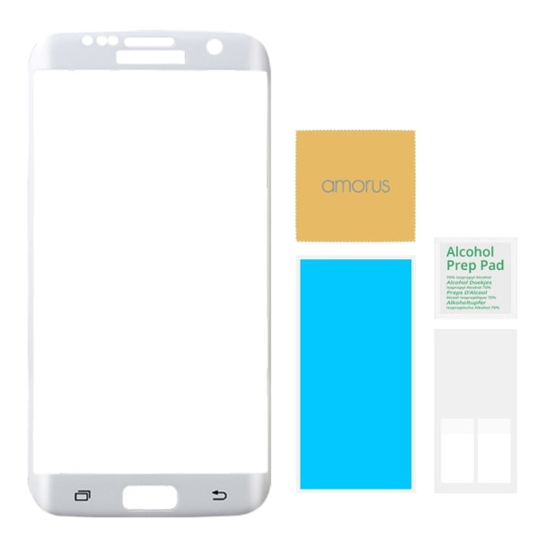 AMORUS Samsung Galaxy S7 Edge karkaistu lasi - valkoinen Transparent