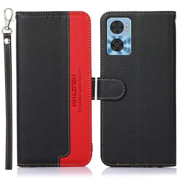 KHAZNEH puhelimen kansi Motorola Moto E22 4G/E22i 4G - musta/punainen Black