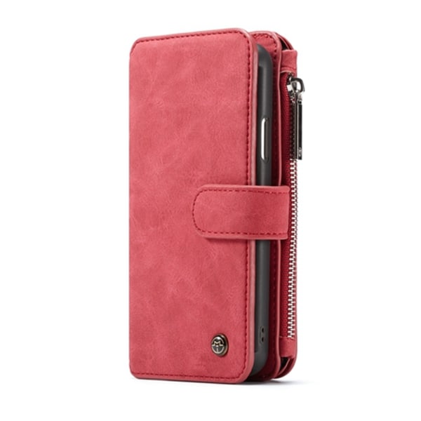 CASEME 2-i-1 Multi-slot Wallet Læder Telefon Case iPhone X - Re Red