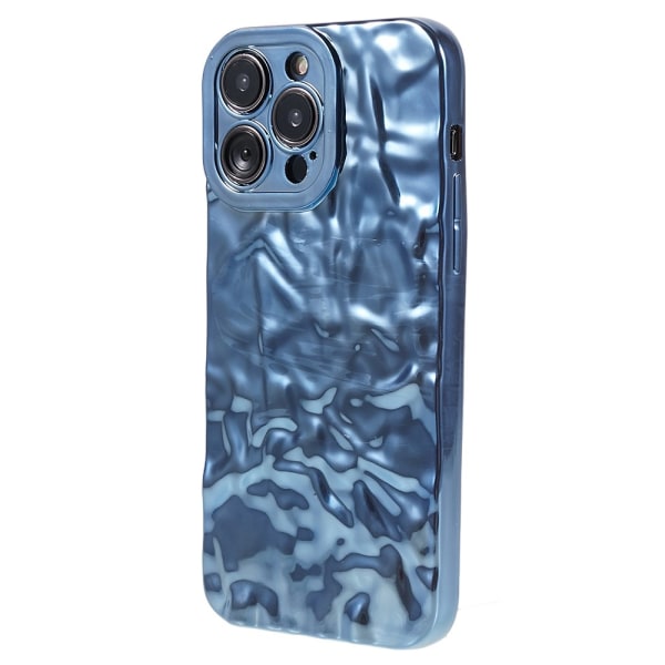 Til iPhone 15 Pro Max TPU-deksel Elektrobelagt Rynket - Blå Blue