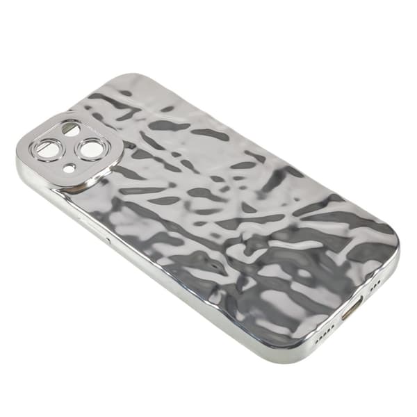 Til iPhone 15 Plus TPU Etui Elektroplating Rynket Ujævn Telefon Cover Silver