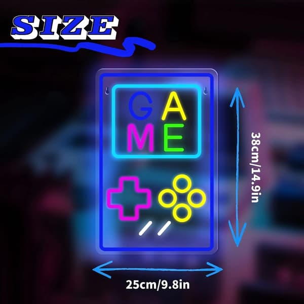 Arkadspel Gamepad Game Spel Gaming Neonljus Spelrum Väggdekoration Led-lampa Vit