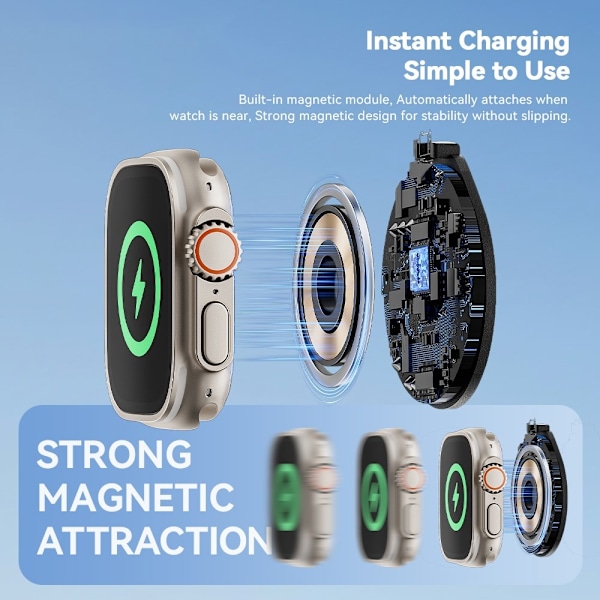 ESSAGER För A Watch USB-kabel Magnetisk ABS Waterdrop Shape Trådlös laddare Svart