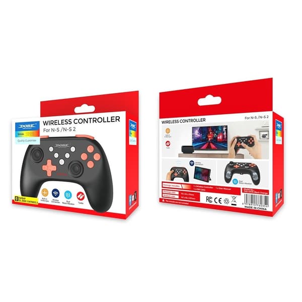 Langaton Bluetooth-ohjain Nintendo Switch 1+2+OLED -värähtelyohjain, Musta/oranssi Orange