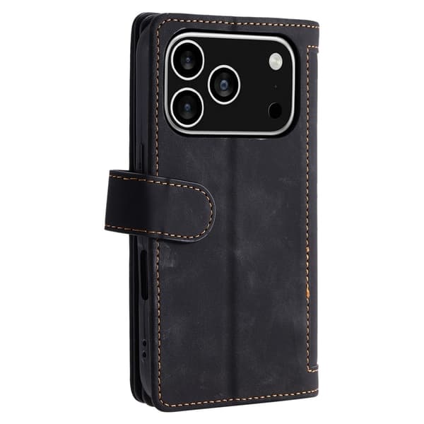 Til iPhone 17 Pro  Etui med Lynlåslomme og 9 Kortlommer Black