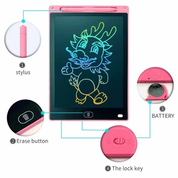 JX - 10 10 - tommer LCD - skriveblok til tegneblok Doodle - blok Black