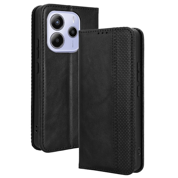 Til Xiaomi Redmi Note 14 4G Pung Stand Flip Telefonetui - Sort Black