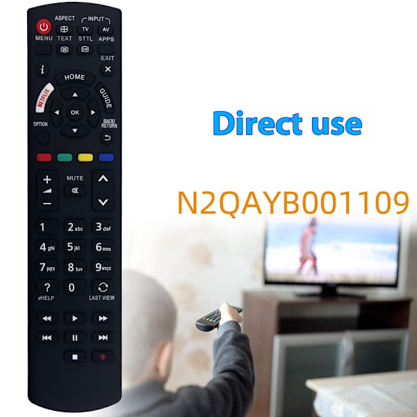 Fjernkontrollerstatning for N2QAYB001109 For Panasonic TV Black