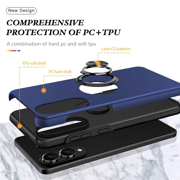 Samsung Galaxy S25 Edge Fingerring Kickstand Hybrid Taske Blue