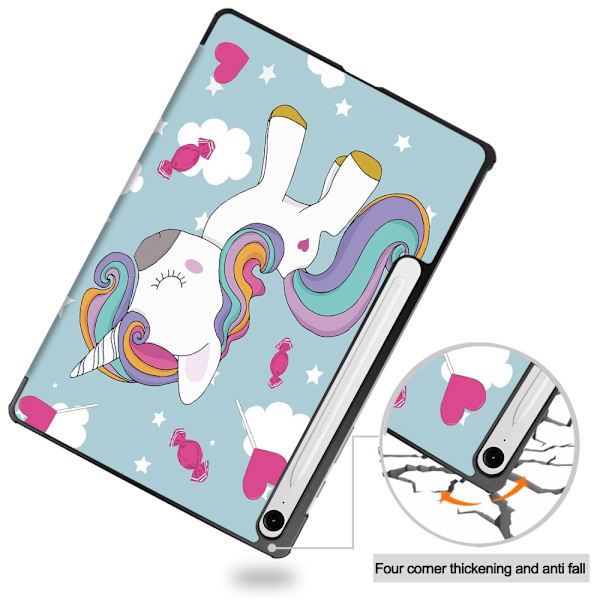 Tri-fold Smart-etui med stativ for Samsung Galaxy Tab S9 FE Multicolor