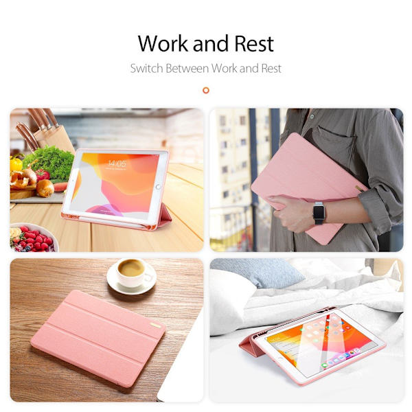DUX DUX DUCIS Home Apple iPad 10.2 2021/2020/2019 Trefoldet Stativ Rose Guld Pink