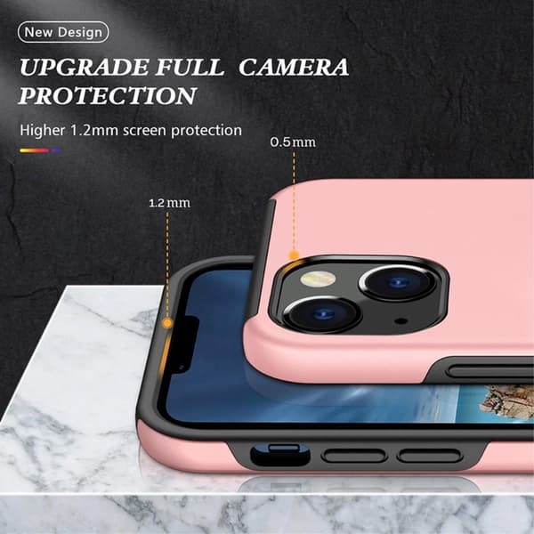 iPhone 14 Plus Fingerring Kickstand Hybrid Taske - Lyserød Pink