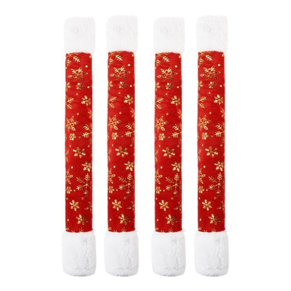 4-pack Jullinne Tyg Kylskåp Dörrhandtag Skyddande överdrag Jul Röd