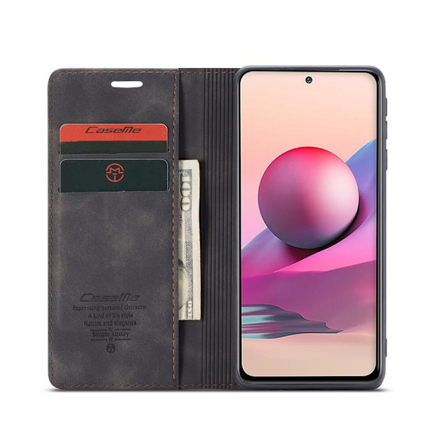 CASEME Retro Wallet Case for Xiaomi Redmi Note 10 4G/Note 10S - Black Black