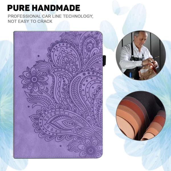 Apple iPad 10.9 2022 Sammenleggbart Veske Kortholder Blomster - Lilla Purple