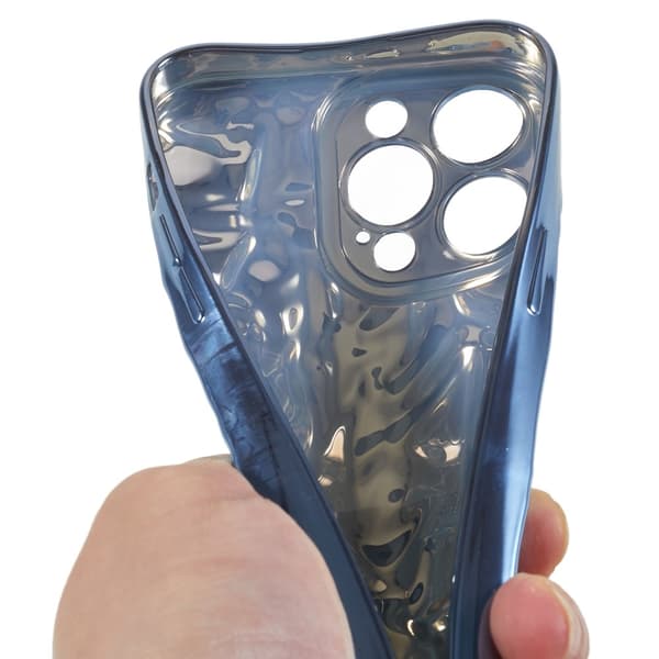 Til iPhone 15 Pro Max TPU Etui Elektroplating Rynket Ujævn Telefon Cover Blue