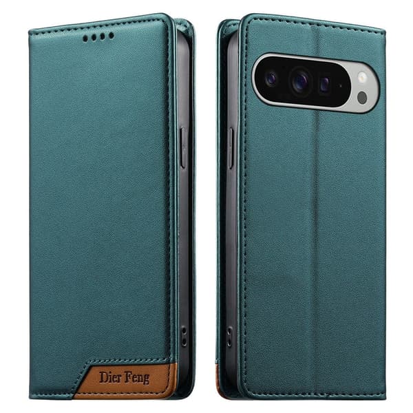DIERFENG Puhelimen Lompakkokotelo Kulmalogolla Google Pixel 11 Pro XL:lle Green