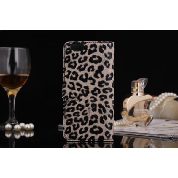 Iphone 6 Plus 5,5" lompakkokotelo / Case Leopard White
