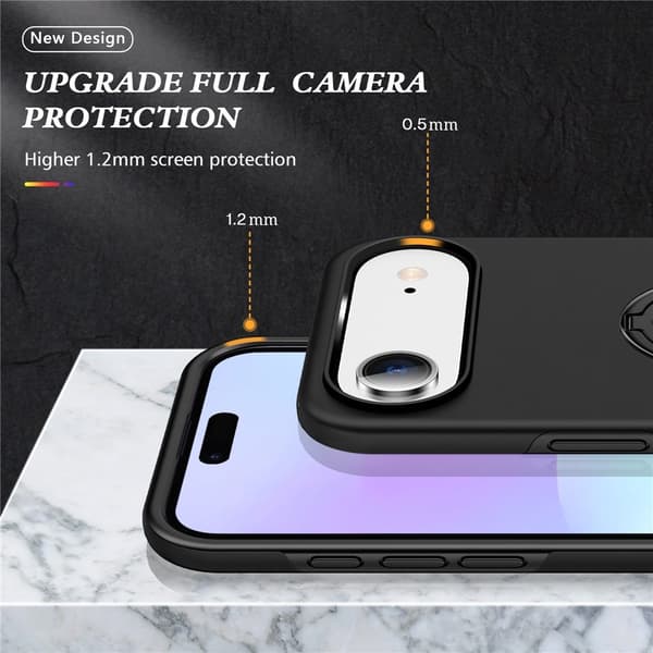 Til iPhone Air Finger Ring Kickstand Hybrid Taske Black