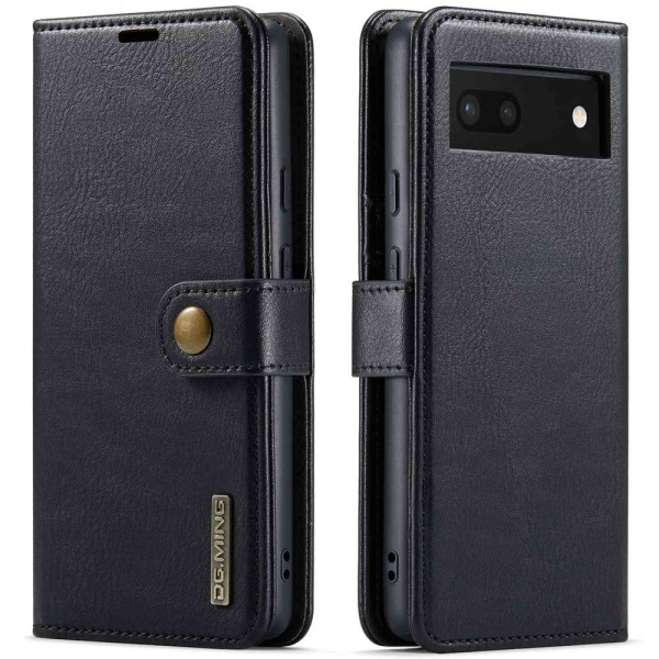 DG.MING for Google Pixel 6a Avtakbart 2-i-1 Lommebokdeksel Black