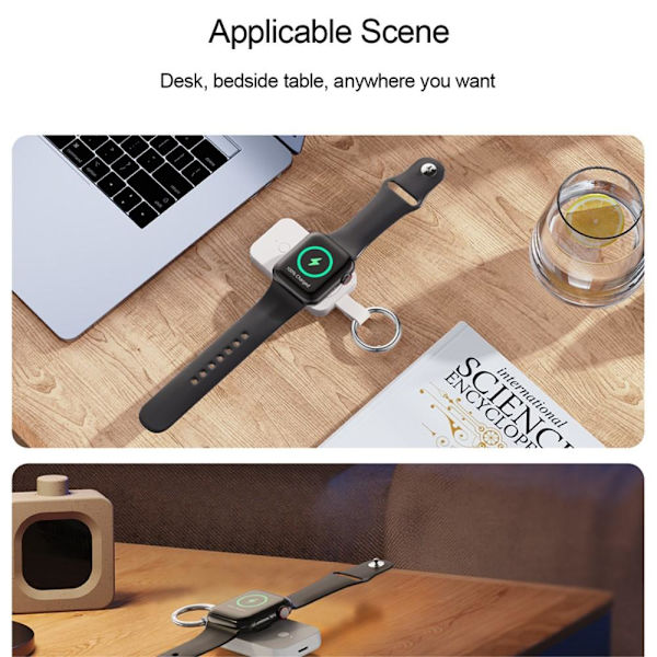 Qi Trådlös Powerbank Till Apple Watch Ultra / Series 8 7 SE 6 5 4 3 2 Vit