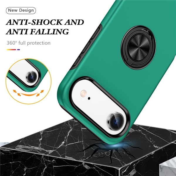 Til iPhone Air Finger Ring Kickstand Hybrid Taske Green