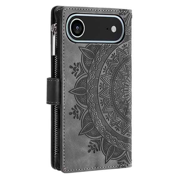 Pungetui kompatibelt med iPhone Air cover etui mandala blomstermønster Grey