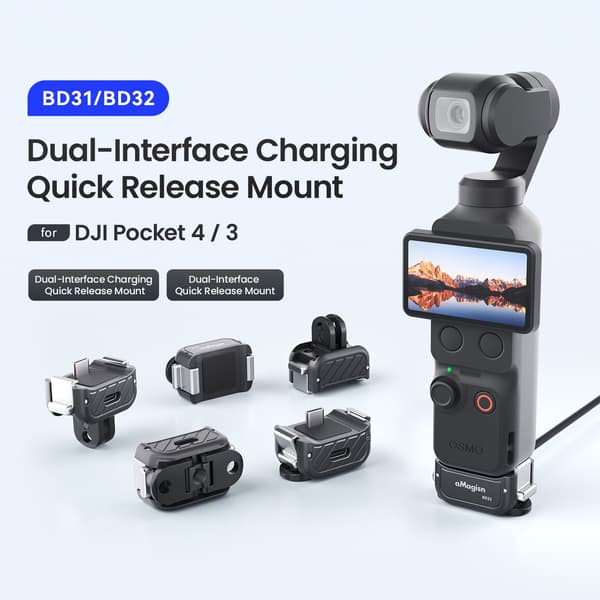 Dobbel ladestasjon for DJI Osmo Pocket 4 / 3 – magnetisk hurtigfeste Black