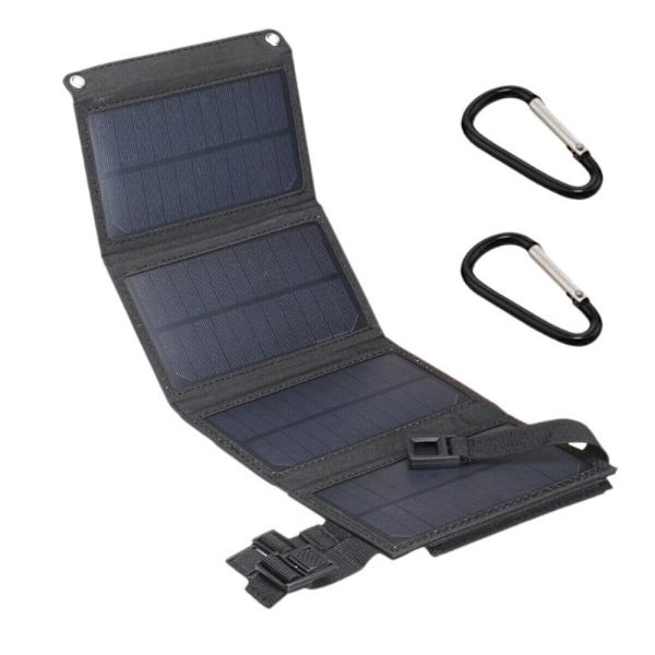 20W Vikbar Solpanel Bärbar Kraftstation Generator USB-laddare Svart