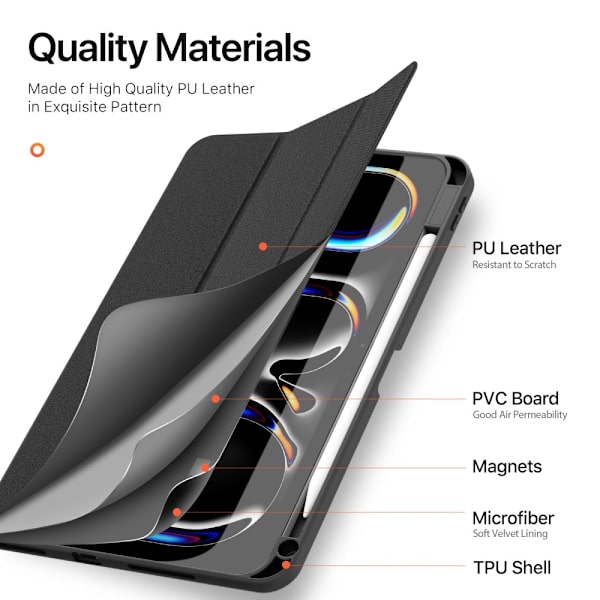 DUX DUCIS Domo iPad Pro 11 (2024) Kolminkertainen jalusta - Musta Black