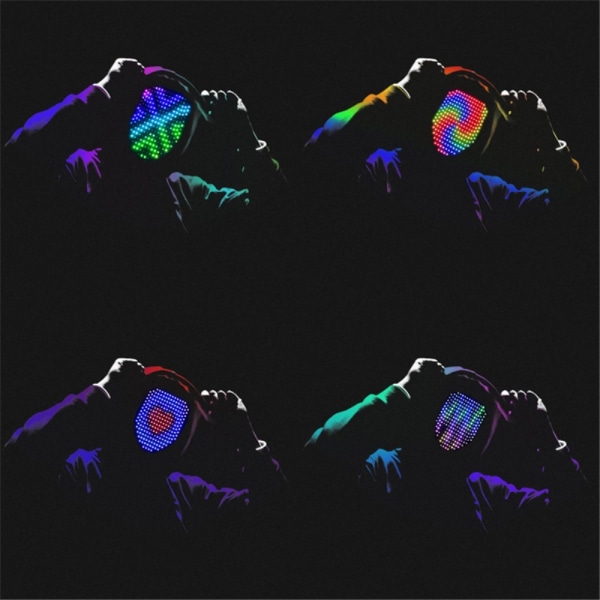RGB LED Mask Gesture Face-Changing Glowing Mask Halloween Party Black