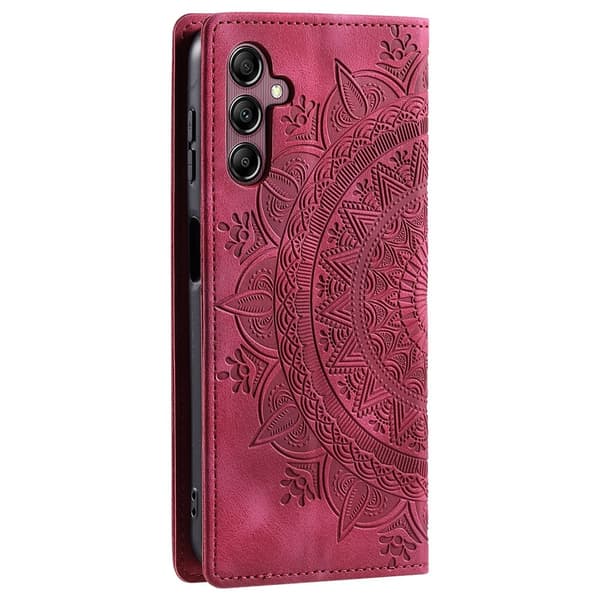 For Samsung Galaxy A57 5G deksel med magnetisk lukking med preget mønster Red