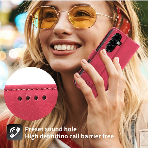 DIERFENG For Samsung Galaxy A37 5G Wallet Case with Stand and Wrist Strap Red