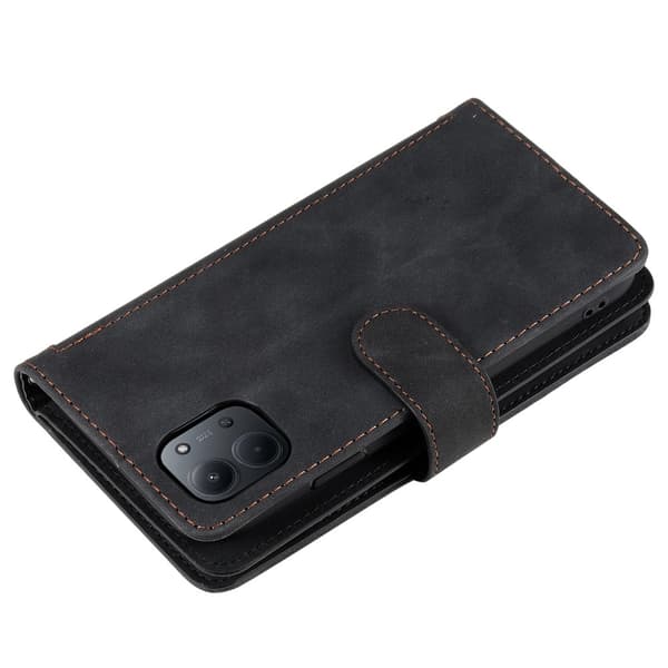 Til Xiaomi Redmi 15C Etui med Lynlåslomme og 9 Kortlommer – Sort Black