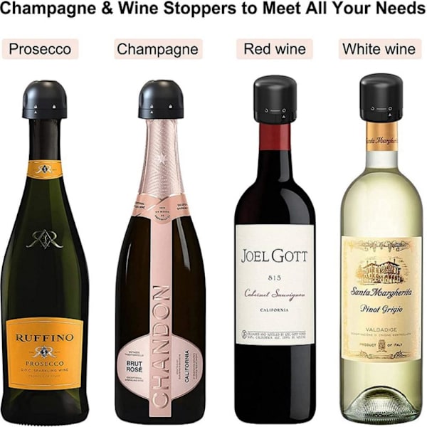 Champagne Räddare Färskbevarad läckagesäker Tätningslock Svart