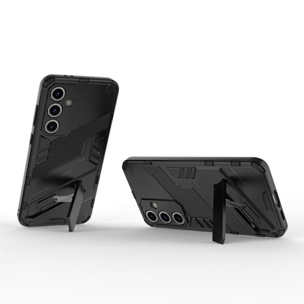 Til Samsung Galaxy S24 FE Kickstand Hybrid Hårdt PC Blødt TPU Telefoncover - Sort Black
